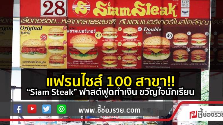 แฟรนไชส์ 100 สาขา!! “Siam Steak” ฟาสต์ฟูดทำเงิน ขวัญใจนักเรียน