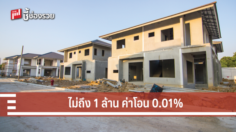 บ้านราคาไม่เกินหลังละ 1 ล้าน ค่าธรรมเนียม โอน จำนอง เหลือ 0.01%