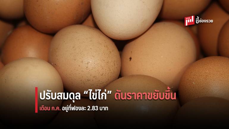 มาตรการปรับสมดุลไข่ไก่ ดันราคาขยับขึ้นต่อเนื่อง ก.ค. อยู่ที่ฟองละ 2.83 บาท